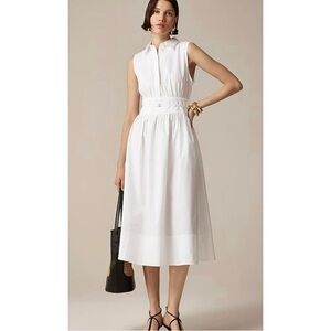 NWT J. Crew Fitted-waist Shirt-dress Midi Cotton Poplin White